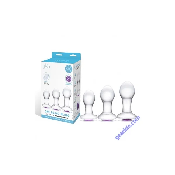 Glas 3Pc Bling Bling Handblown Glass Anal Training Kit