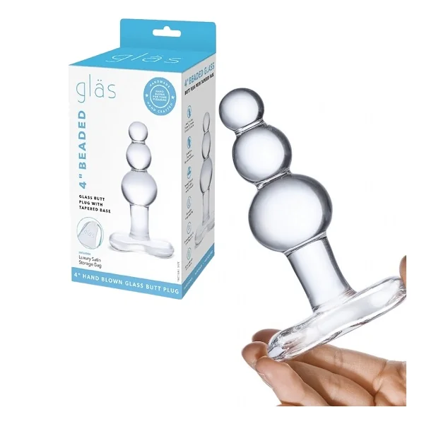 Glas 4 Inch Beaded Glass Butt Plug