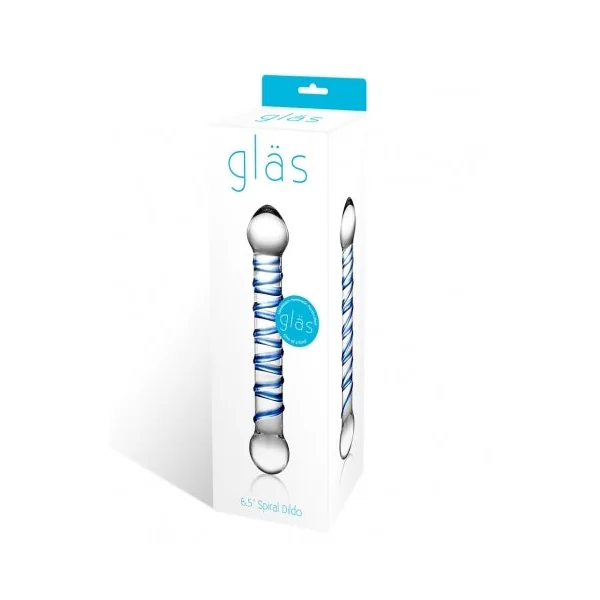 Glas 6.5 Inch Spiral Dildo with Blue Swirls