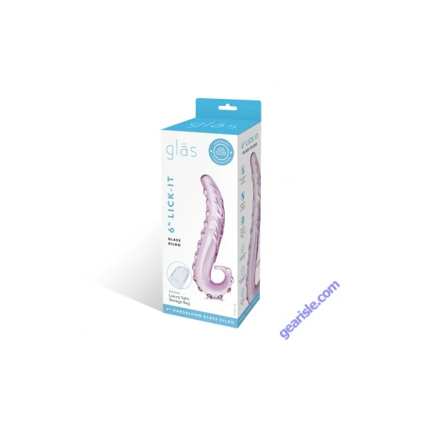Glas 6" Lick It Curved Pleasure Nubs Glass Dildo Pink