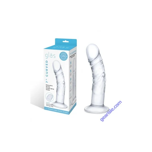 Glas 7" Curved Realistic Handblown Glass Dildo With Veins