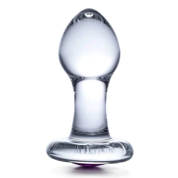 Glas Bling Bling Butt Plug Purple Clear 3.5 Inch