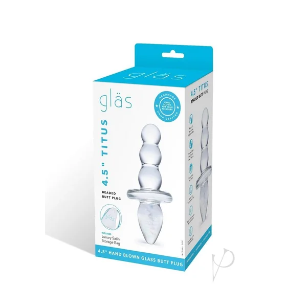 Glas Titus Beaded Butt Plug - Clear