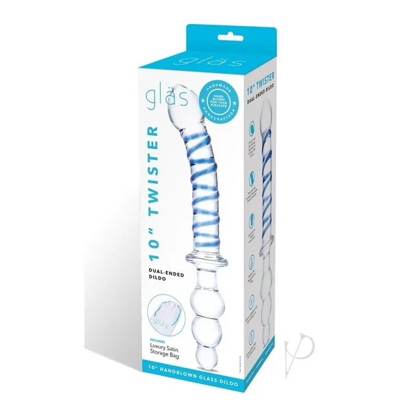 Glas Twisted Dual-Ended Dildo 10in - Clear