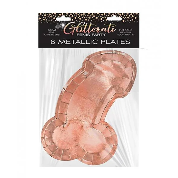 Glitterati Penis Rose Plates 8pk