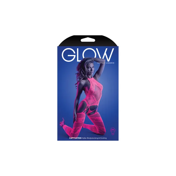 Glow Captivating High Neck Halter Bodystocking & G-String