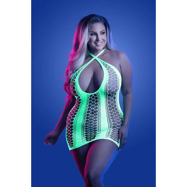 Glow Queen Synthesize Keyhole Body Dress Neon Green