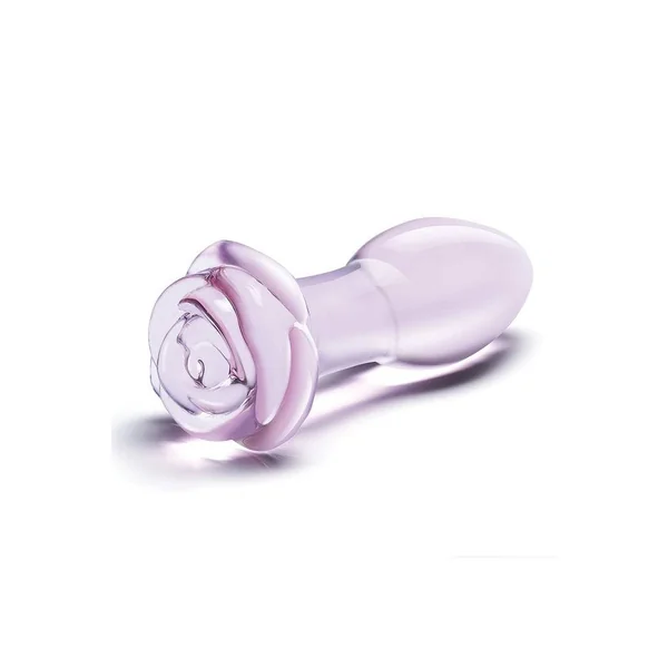 Gläs - Rosebud - 5" Glass Butt Plug - Pink