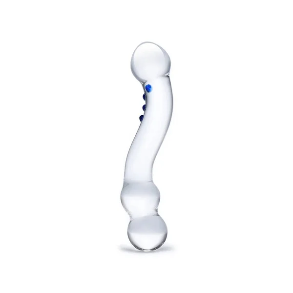 Gläs - Textured - 6" G-Spot Glass Dildo - Clear/Blue