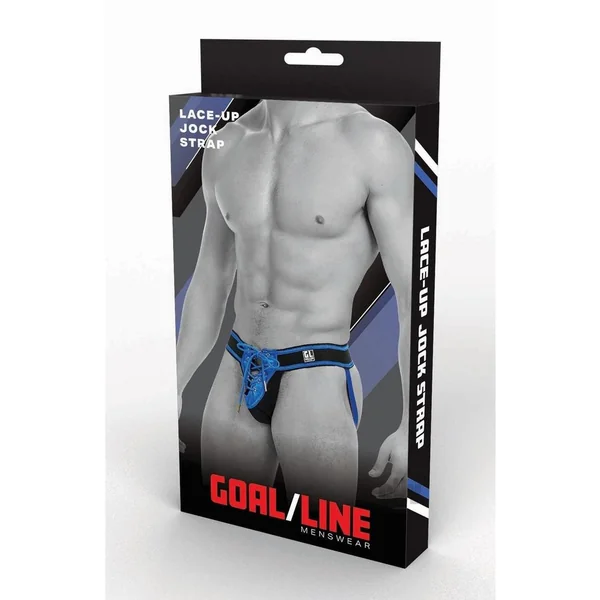 Goal Line Lace Up Jockstrap S/m Blu
