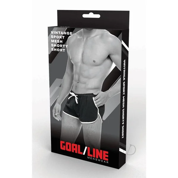 Goal Line Side Split Mesh Booty Shorts - Large/XLarge - Black