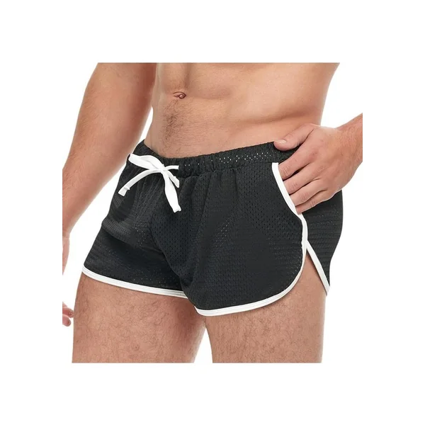Goal Line Side Split Mesh Booty Shorts – Small/Medium – Black