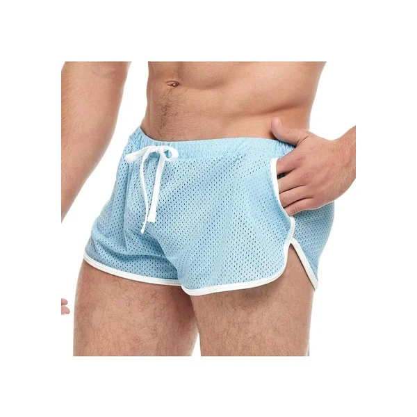 Goal Line Side Split Mesh Booty Shorts – Small/Medium – Blue