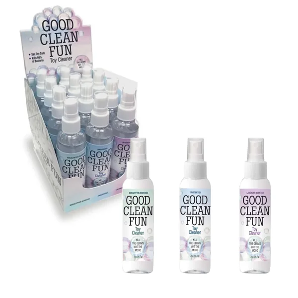 Good Clean Fun Display Sex Toy Spray Cleaner Assorted Flavored Cleaning Regimen