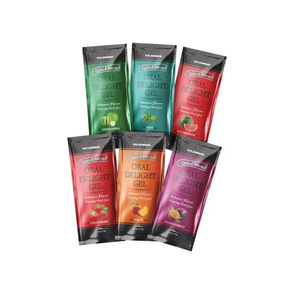 Goodhead Oral Delight Gel .24oz (6 Pack) – Assorted Green Apple, Mint, Peach, Strawberry, Watermelon, Passion Fruit
