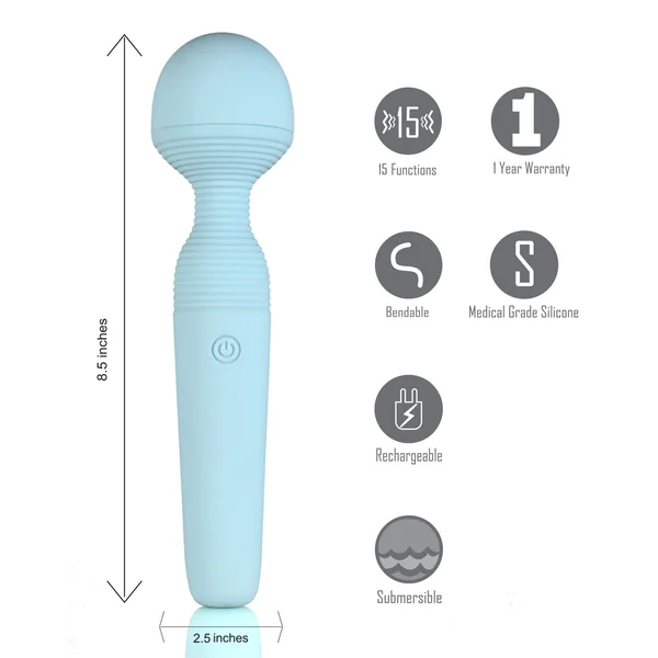 Grace Bendable Vibrating Pleasure Wand Blue