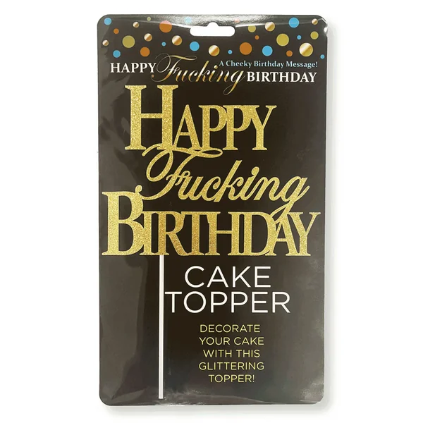 Happy Birthday Cake Topper with Glittering Gold Design