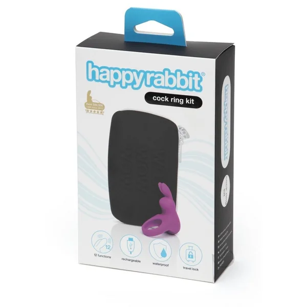 Happy Rabbit Cock Ring Rechargeable Silicone Kit (2 Piece) - Purple/Black