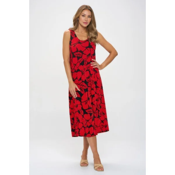 Hibiscus Sunset Slinky Tank Dress