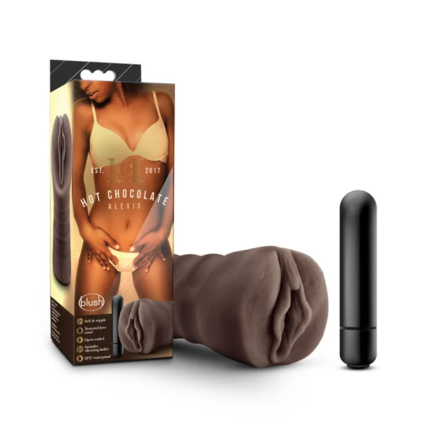Hot Chocolate By Blush® | Alexis Realistic Chocolate Vibrating Body Part Vagina Masturbator