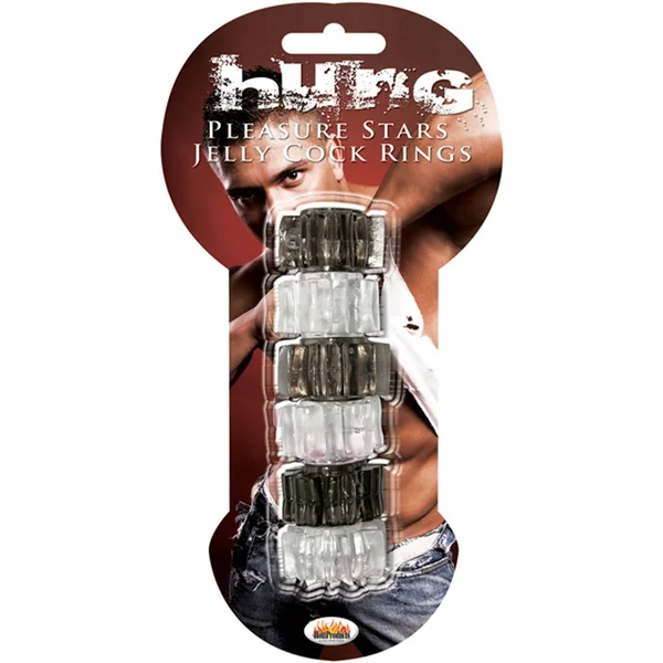 Hung Pleasure Stars Jelly Cock Rings - Black/Clear