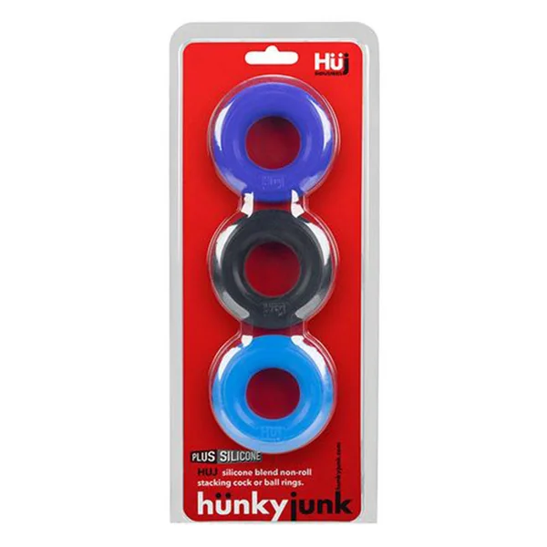 Hunkyjunk Huj3 3-pack C-ring, Blue Multi
