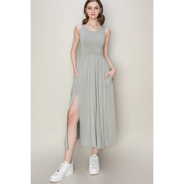 HYFVE Sleeveless Slit Midi Dress