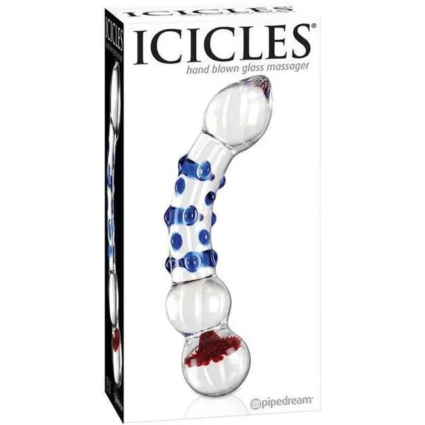 Icicles No. 18 Hand Blown Glass Massager Blue Knobs