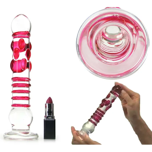 Icicles No 6 Textured Glass Dildo 8.5 Inch Clear/Pink Pipedream Products