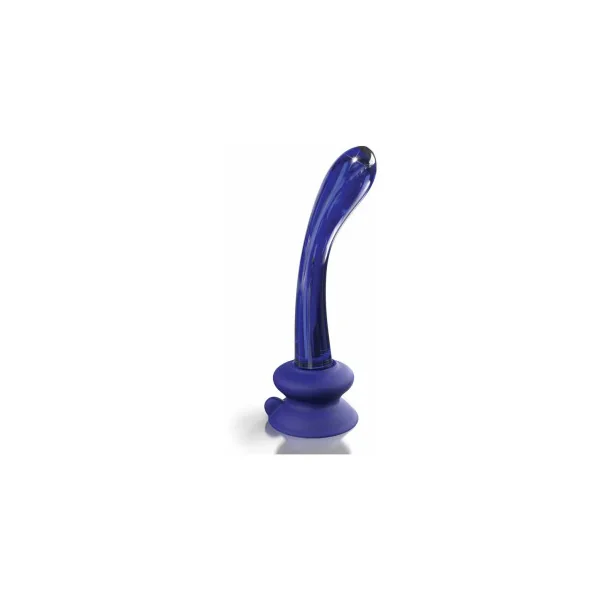 Icicles No. 89 Curved Glass G-Spot Massager With Suction Cup, Blue