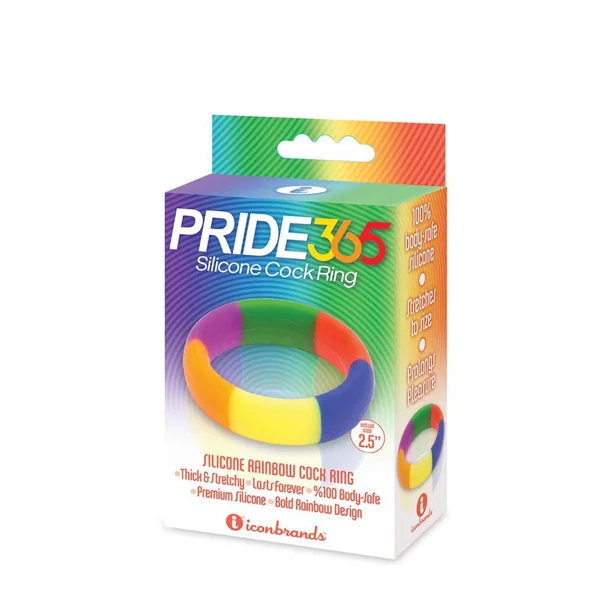Icon Brands - Pride 365 - Silicone Cock Ring - Rainbow