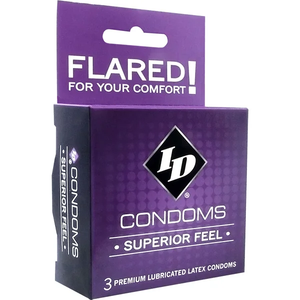 ID Superior Feel Lubricated Latex Condoms 3 Each Per Pack