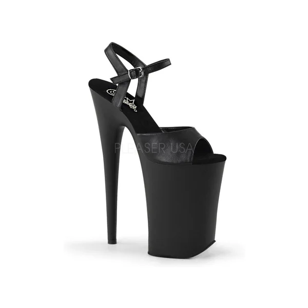 INFINITY-909 Platform Sandal | Black Faux Leather