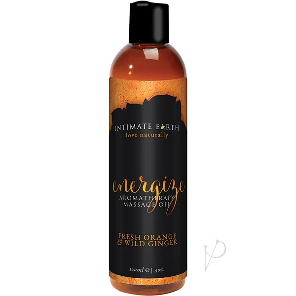 Intimate Earth Energize Aromatherapy Massage Oil Fresh Orange and Wild Ginger