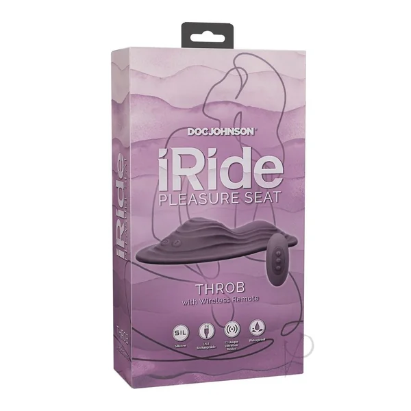 IRide Pleasure Seat Throb Rechargeable Silicone with Remote Control - Purple