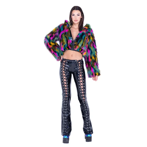 J. Valentine Faux Fur Hooded Crop Jacket