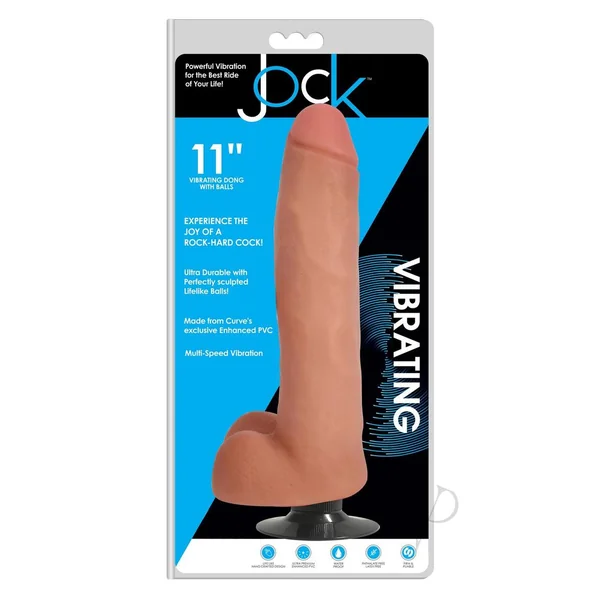 JOCK Vibrating Dildo with Balls 11in - Vanilla