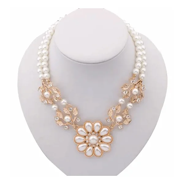 Kaamastra Bohemian Elegant Pearl Crystal Bib Necklace
