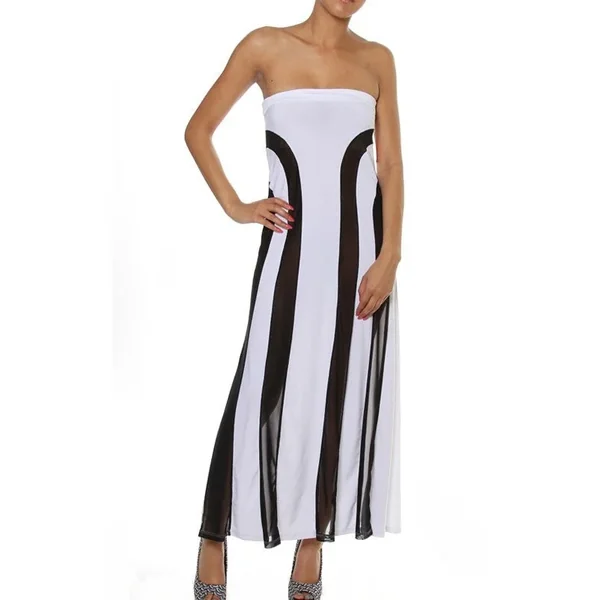 Kaamastra Strapless Mesh Insert Convertible Maxi Dress