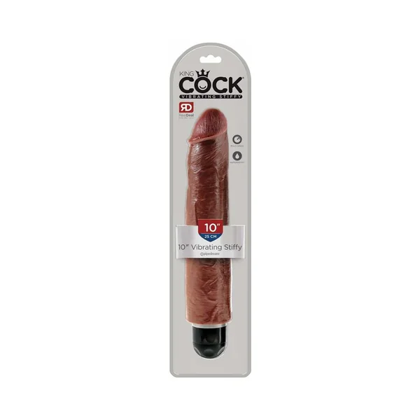 King Cock 10 in. Vibrating Stiffy Realistic Dildo Brown