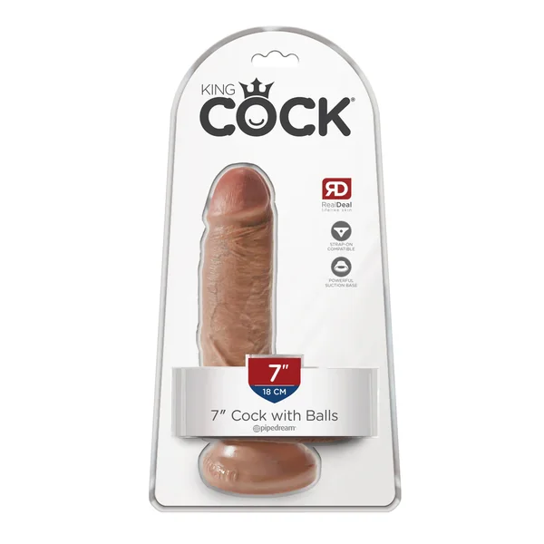 King Cock 7" Cock With Balls Tan