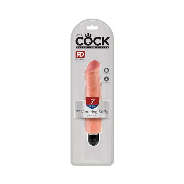 King Cock 7 in. Vibrating Stiffy Realistic Dildo Beige