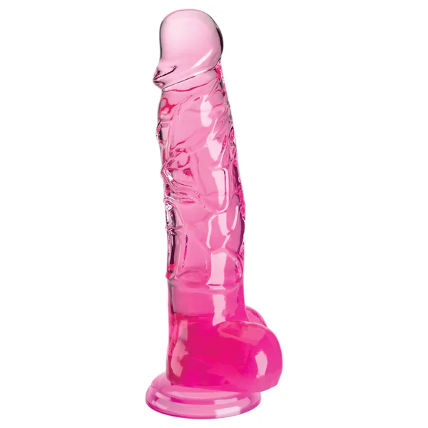 King Cock Clear 8" with Balls - Pink