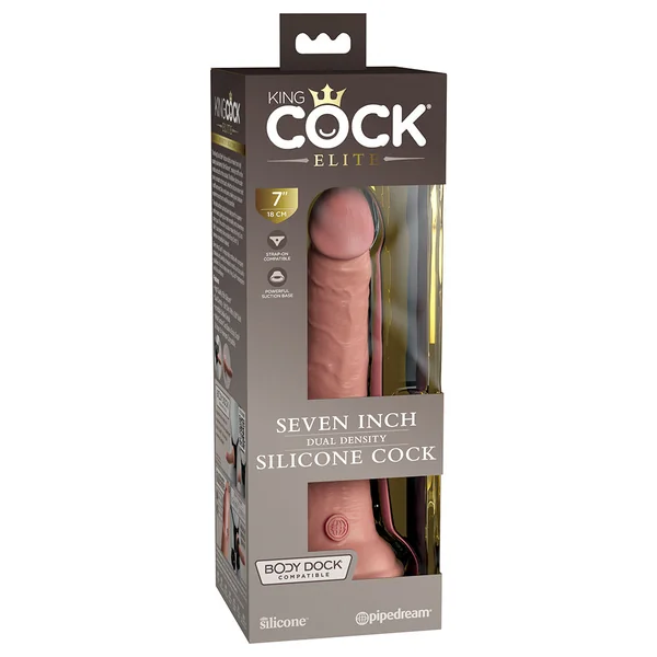 King Cock Elite 7 inches Dual Density Silicone Cock Realistic Dildo With Suction Cup Beige