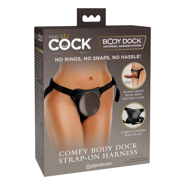 King Cock Elite Comfy Body Dock Strap On Harness - Black