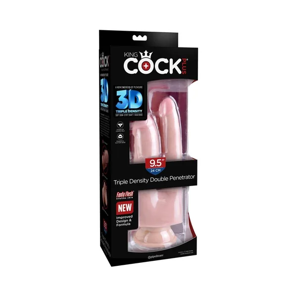 King Cock Plus Triple Density Double Penetrator 9.5 inches Realistic Dildo Beige