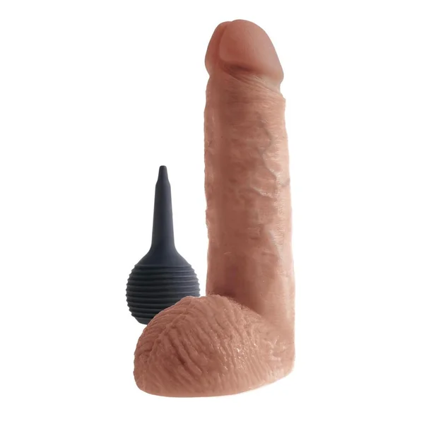 King Cock Squirting Dildo with Balls 8in – Caramel