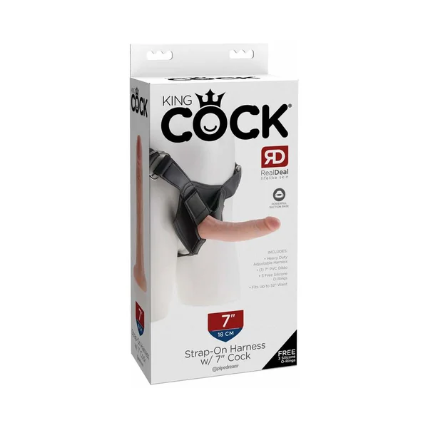 King Cock Strap-On Harness With 7 inches Cock Beige