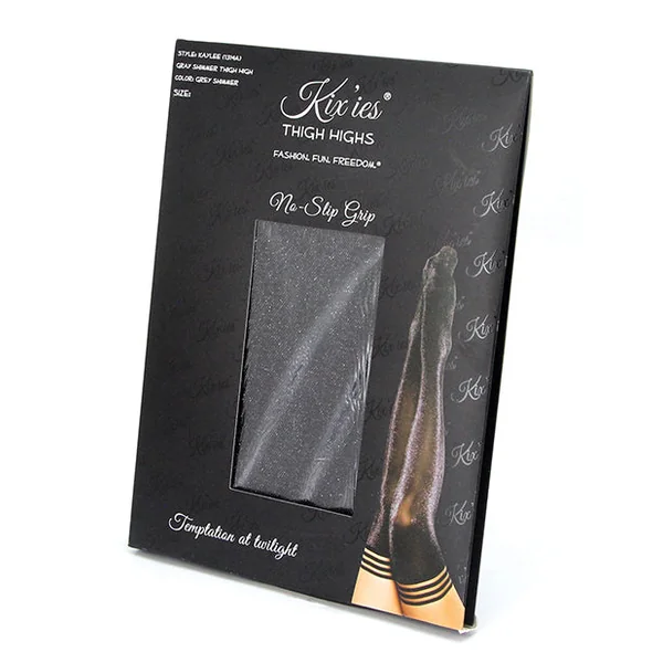 Kix'ies Kaylee Grey Shimmer Thigh High Grey A