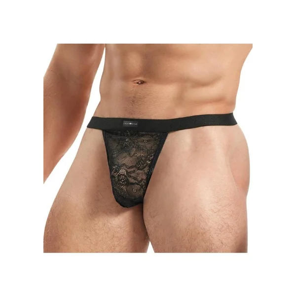 Lace King Lace G-String – Large/XLarge – Black